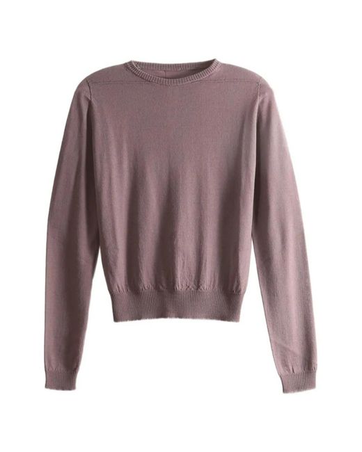 Rick Owens Purple Ribbed-Trim Crew-Neck Sweater