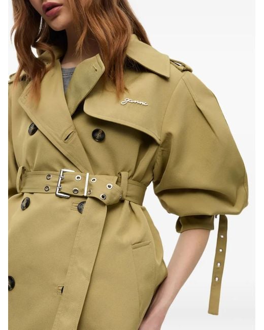 Gabardina de manga balloon Ganni de color Natural