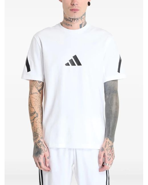 Adidas White Z.N.E.T Contrast-Logo T-Shirt for men