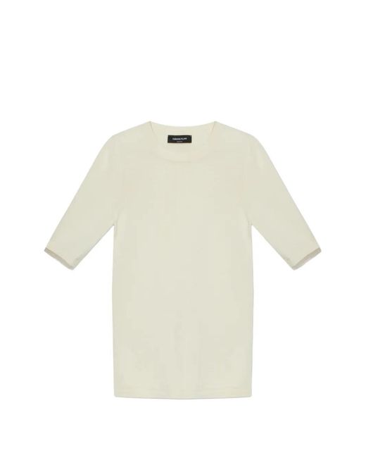 Fabiana Filippi White Tulle-Trim Knitted T-Shirt