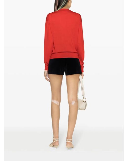 Zadig & Voltaire Red Emma Cut-Out-Sleeves Wool Jumper