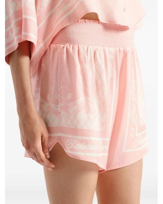 Balmain Pink Printed Foulard Pyjama Shorts