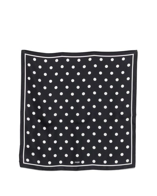 Maje Black Polka-Dot Silk Scarf