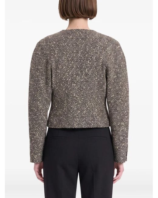 Alessandra Rich Gray Bouclé-Knit Button-Up Jacket