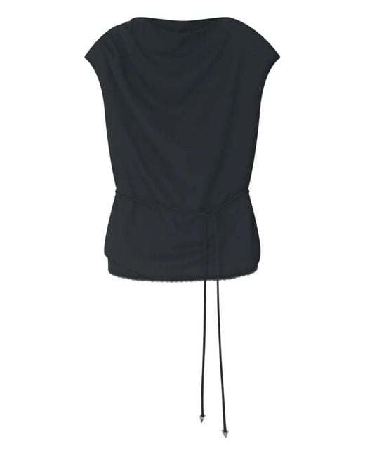 Aeron Black Moon Draped Tie-Detail Top