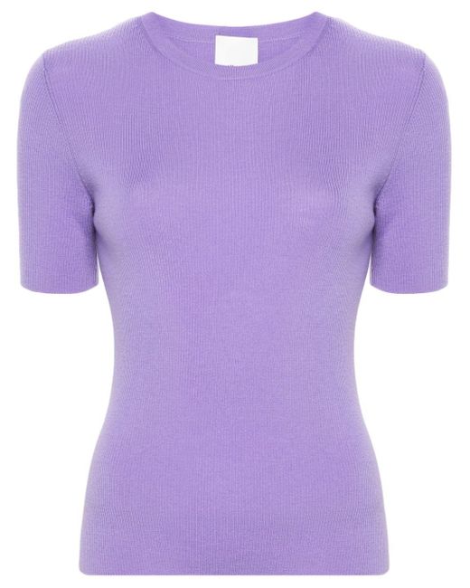 Allude Purple Knitted Wool T-shirt