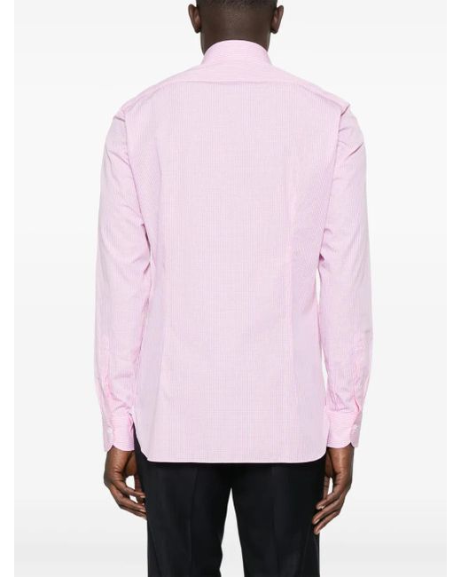 Camisa a cuadros gingham Luigi Borrelli Napoli de hombre de color Pink