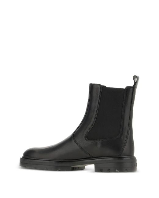 Hogan Black Elastic-Panel Leather Boots for men