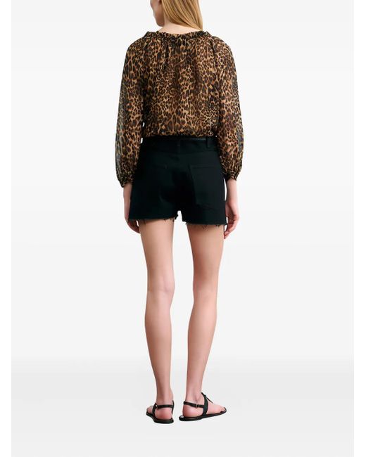 Nili Lotan Brown Leopard-Print Tassel Blouse