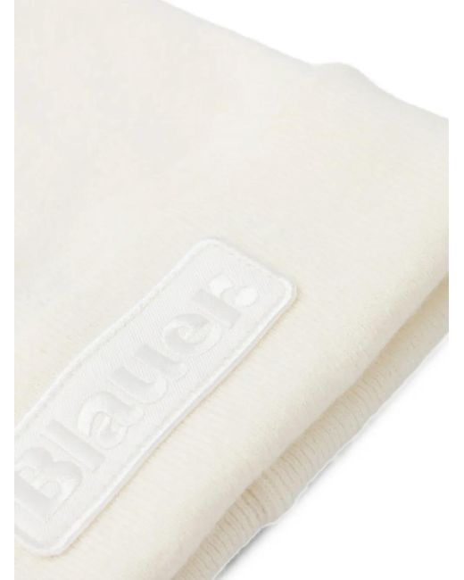 Blauer White Logo-Patch Beanie Hat for men