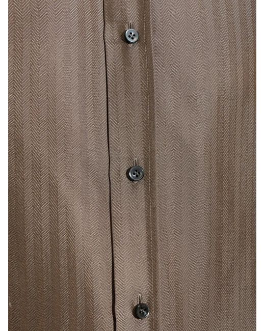 Giorgio Armani Brown Herringbone-Pattern Shirt for men
