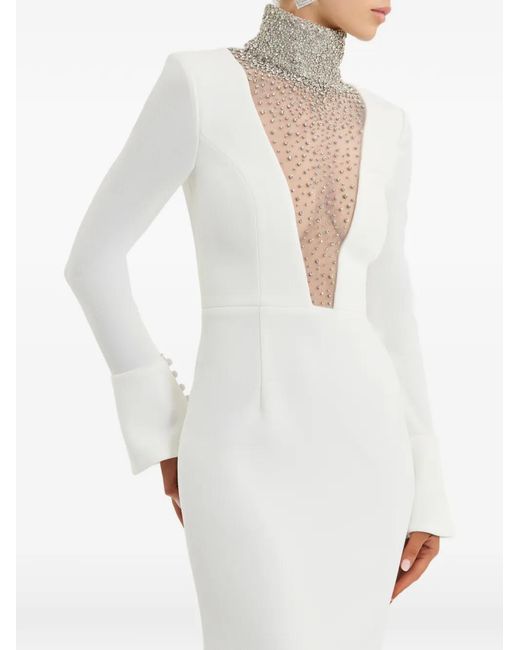 Rebecca Vallance White Melva Embellished V-Neck Maxi Dress