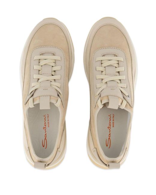 Santoni Natural Panelled Lace-up Sneakers for men