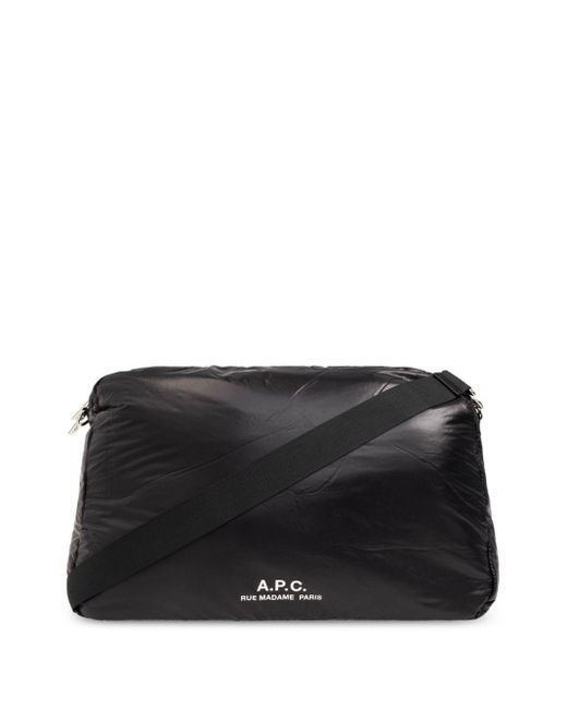 A.P.C. Black Logo-print Padded Shoulder Bag for men