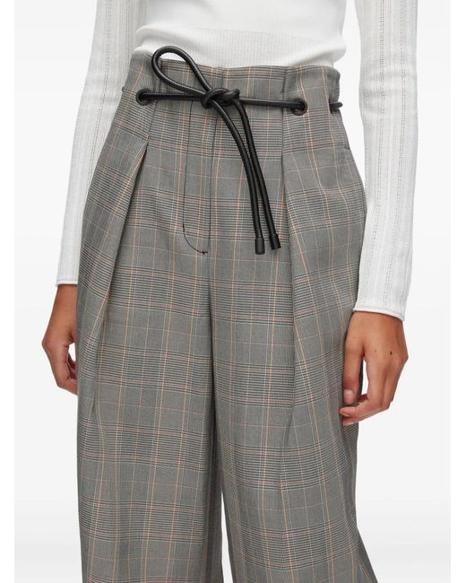 3.1 Phillip Lim Gray Plaid-Pattern Drawstring Trousers