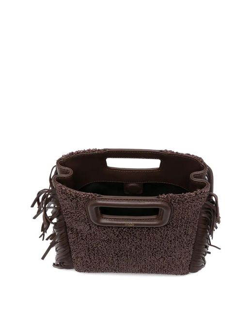 Maje Brown M Fringe Top-Handle Tote Bag