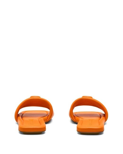 Marc Jacobs Orange Mules À Plaque Logo