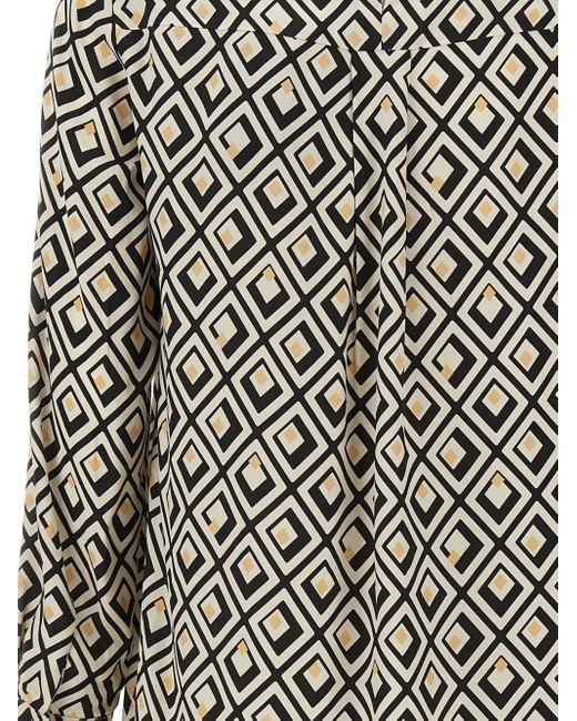 Elena Miro Black Geometric-Print Long-Sleeved Blouse