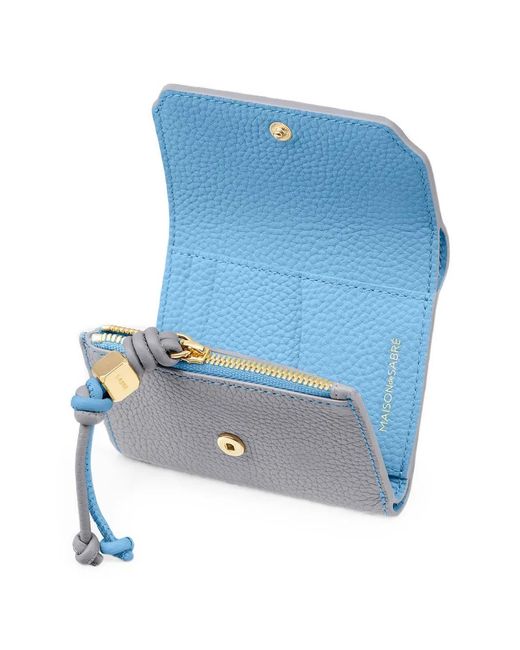 Maison De Sabre Gray Pebbled Leather Trifold Wallet