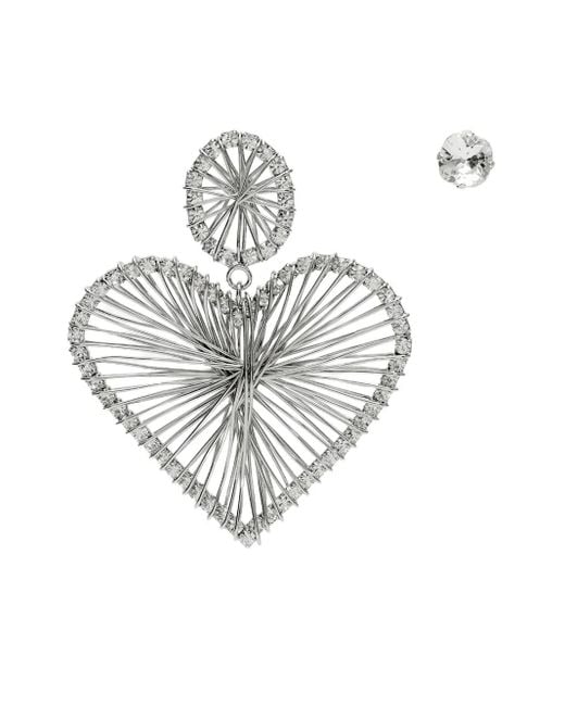 Isabel Marant White Heart-Shaped Crystal Earrings