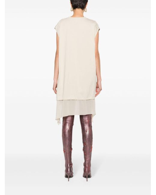 DIESEL Natural D-Rolletty-Ch Asymmetric Jersey Dress With Sheer Trim