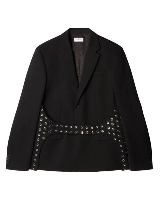 Off-White c/o Virgil Abloh Black Eyelet-Embellished Wool Blazer for men
