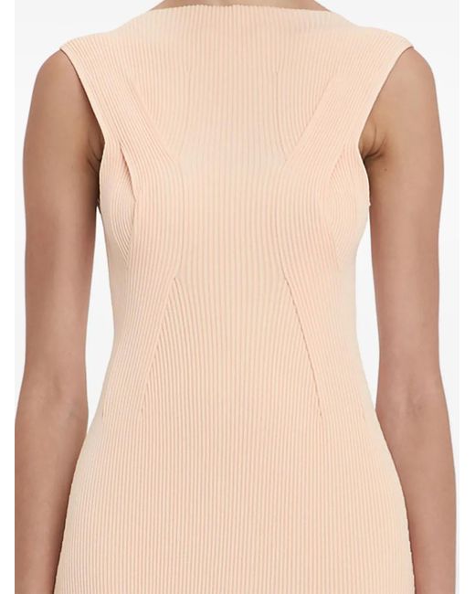 Victoria Beckham White Pleat-Detailing Sleeveless Maxi Dress