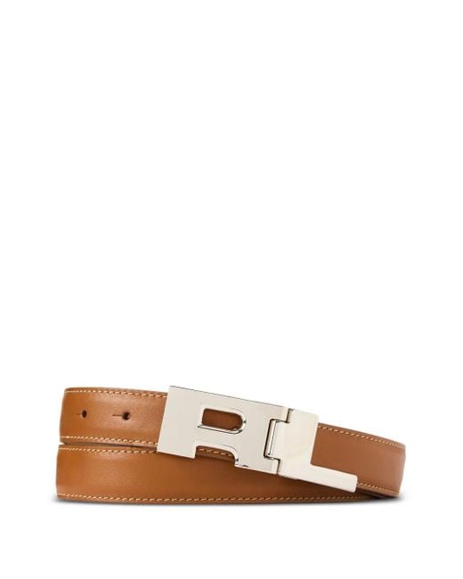 Ralph Lauren White Logo-Plaque Leather Belt for men