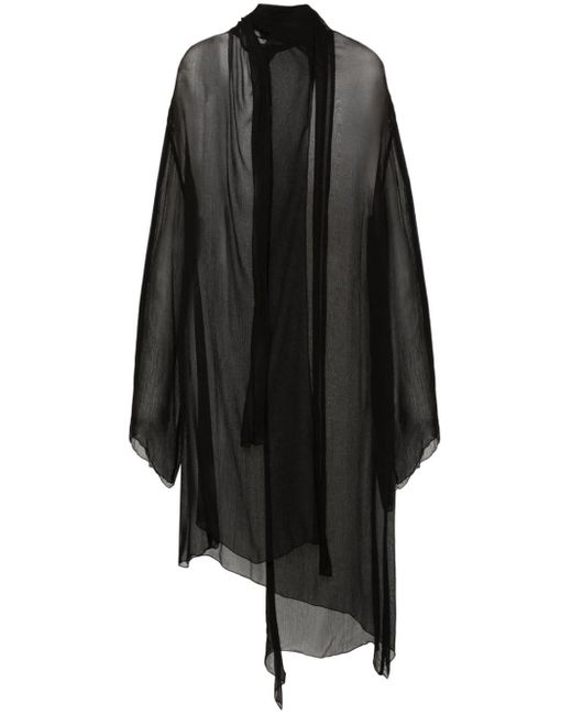 Bimba Y Lola Black Semi-sheer Midi Dress