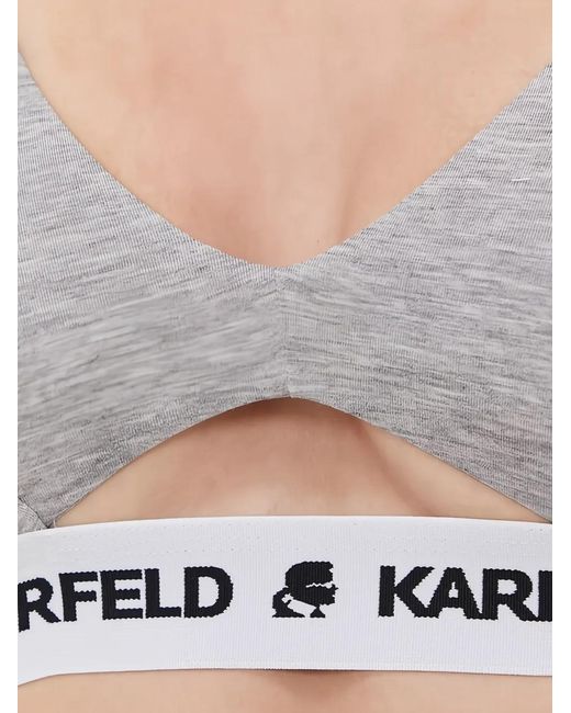 Karl Lagerfeld White Logo-Tape Cut-Out Bra