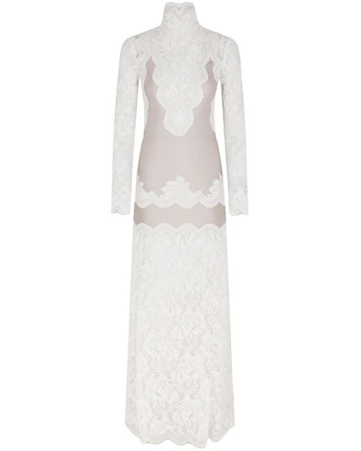 Vestido largo de encaje Rabanne de color White