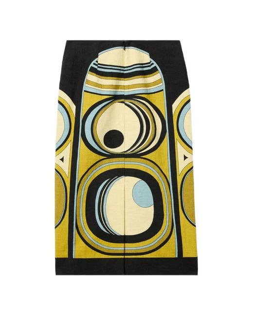 LaDoubleJ Black Stretch Rustic Cotton Midi Pencil Skirt With All-Over Sanctuary Print
