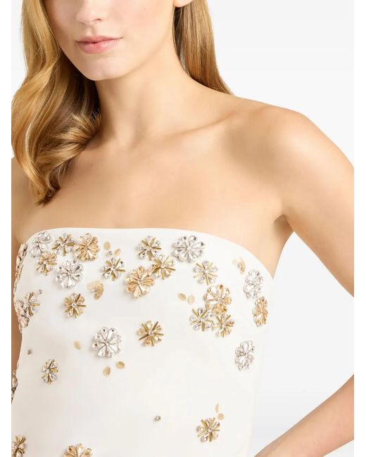 Cinq À Sept Natural Tumbling Flowers Strapless Samia Dress