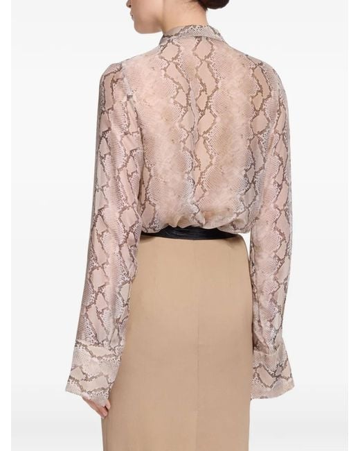 Elie Saab Gedrapeerde Blouse Met Pythonprint in het White