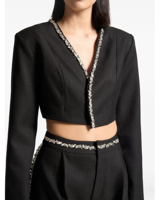 Manière De Voir Black Embellished Cropped Blazer
