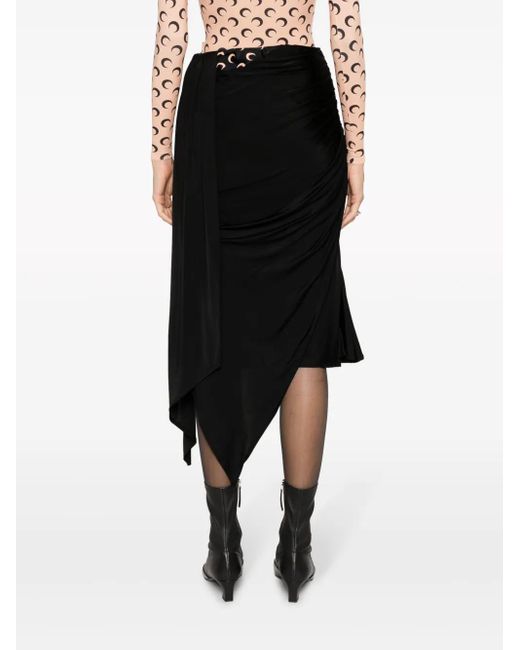 MARINE SERRE Black Regenerated Jersey Drapped Draped Skirt