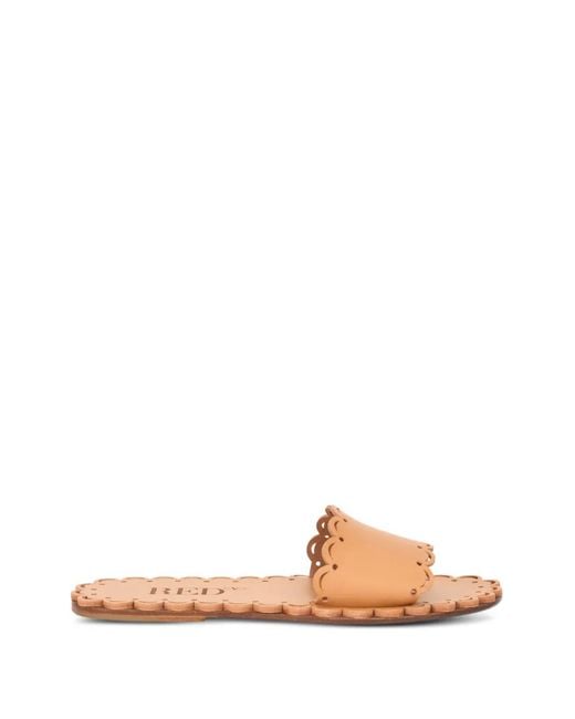 Red(v) Pink Scalloped-Trim Sandals