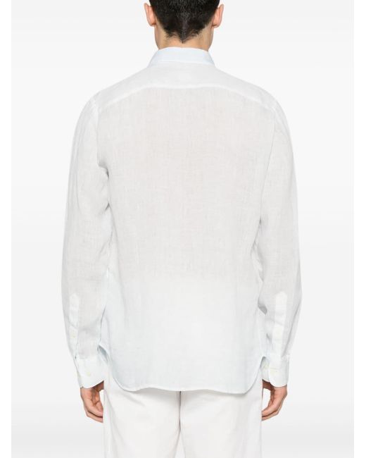 120% Lino White Long-sleeves Linen Shirt for men