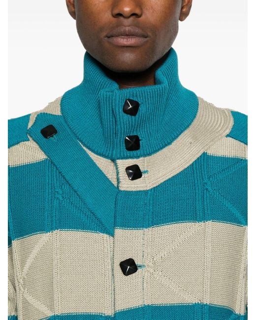 Kiko Kostadinov Merli Twinset Striped Cardigan in Blue for Kiko Kostadinov Merli Twinset Striped Cardigan in Blue for