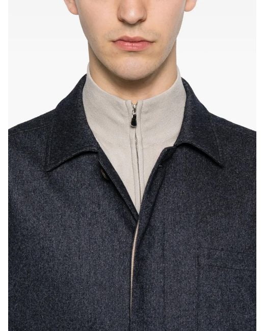 Eleventy Blue Chest-Pocket Shirt Jacket for men