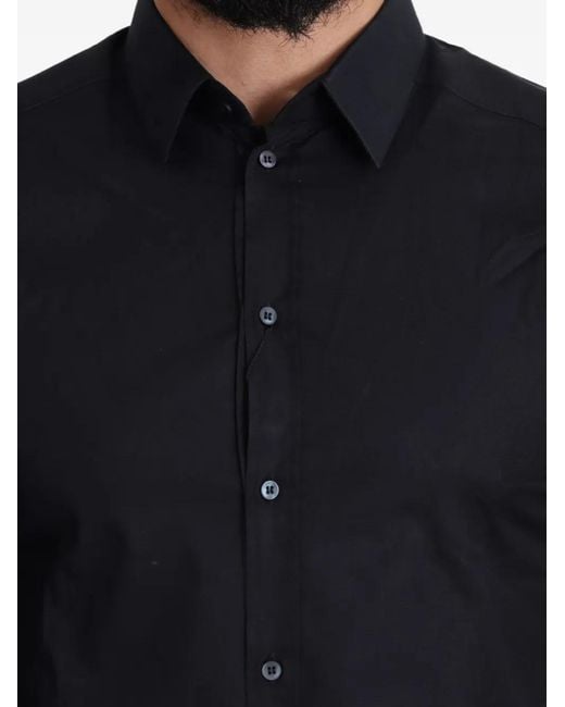 Dolce & Gabbana Blue Button-Down Slim-Fit Shirt for men