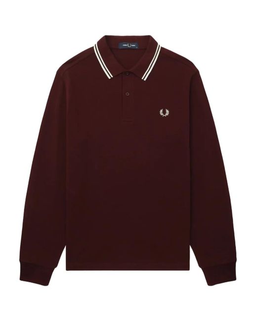 メンズ Fred Perry ロングスリーブ ポロシャツ Red