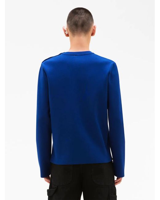 Courreges Blue Logo-Patch Buttoned Sweater for men