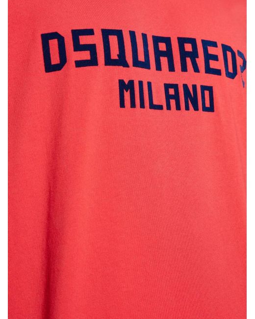 DSquared² Pink Logo-Print Cotton T-Shirt for men