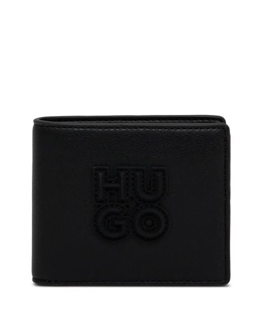 HUGO Black Embossed-Logo Wallet for men