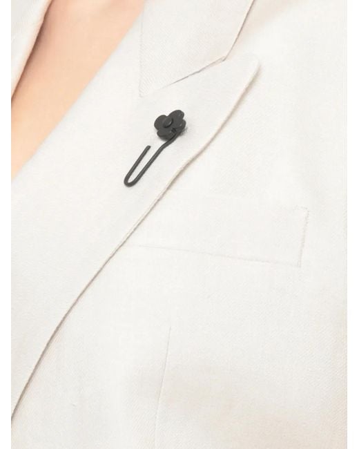 Lardini White Linen Double-Breasted Blazer