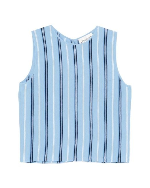 Bompard Blue Striped Sleeveless Top