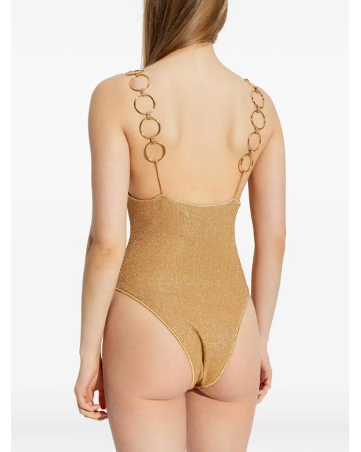 Oseree White Ring-Strap Swimsuit