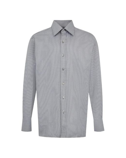 Tom Ford Gray Micro-Patterned Classic-Fit Shirt for men