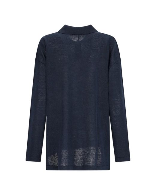 Max Mara Blue Collared Buttoned Cardigan